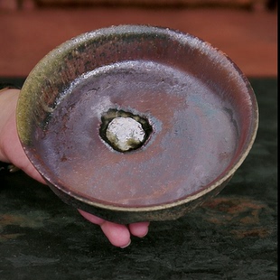 77 彩云追月莲花壶承14.5CM （底部打磨） 林峰老师柴烧 柴烧壶承