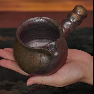 240ML 有小福包 林峰老师柴烧 圆珠侧把花口带滤公道 特398