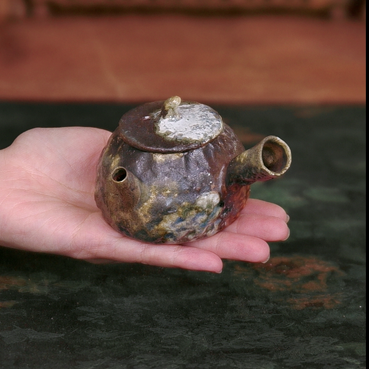 特166号侧把窑汗南瓜手捏壶（底部支钉缺）（130ML）林峰老师上新