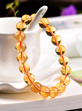 天然巴西黄水晶单圈手串