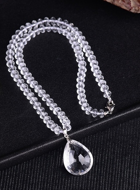 假一赔十项链天然白色透明水晶