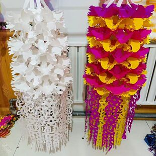 清明节拉花纸提飘灯笼祭祖上坟10个(宽42高约110cm)免粘拉开即用