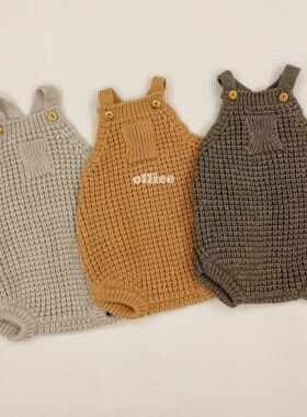 折扣款 现货西班牙 Buho 秋冬婴儿宝宝针织背带裤连体衣背带裤