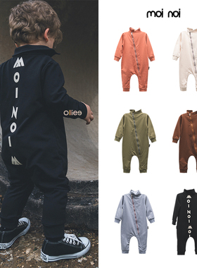 折扣款 现货土耳其Moi Noi 婴儿纯棉拉链连体衣纯色