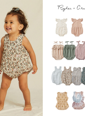 折扣款不退换！美国Rylee Cru 22SS女童有机棉夏季短袖连体衣