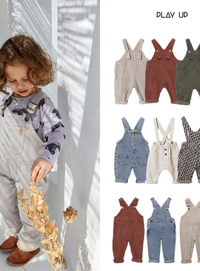 折扣款 现货葡萄牙Play Up 有机棉婴儿男童背带裤牛仔裤