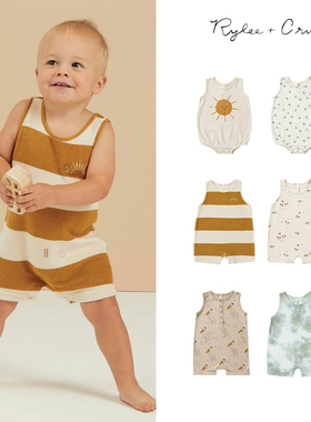 折扣款不退换Rylee Cru SS22婴儿有机棉夏季短袖连体衣无袖包屁衣