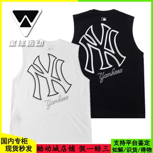 国内现货MLB男女夏新款宽松镂空大标无袖T恤款休闲背心3ATKB0343