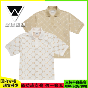 3FPQM0253 国内现货MLB女款 25新款 NY老花满印polo衫 运动T恤短袖