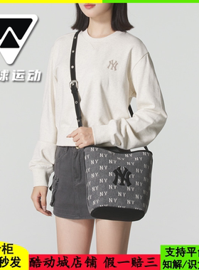 国内现货MLB男女25新款NY老花满印牛仔斜挎单肩水桶包3ABMMV65N