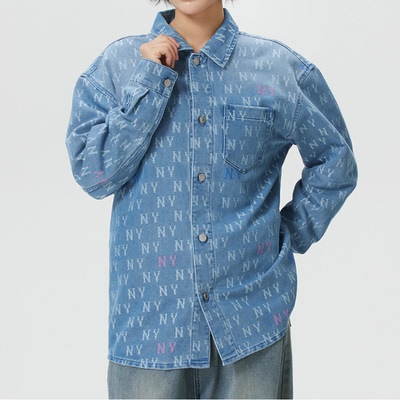 MLBNY老花宽松牛仔外套男女