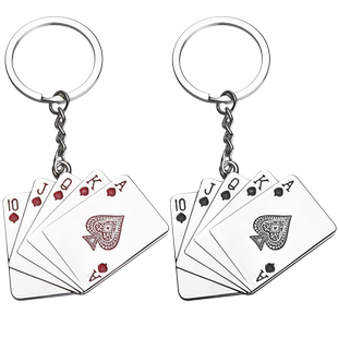 创意扑克牌钥匙扣金属黑桃顺字钥匙扣锌合金钥匙扣简约汽车钥匙链