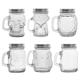 6个迷你梅森罐杯子带手柄和盖子的小型饮用玻璃杯和DIY礼品装饰