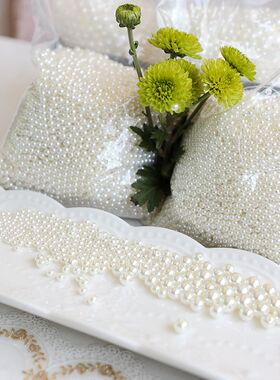 仿珍珠散珠小珠子有孔白色diy手工编织串珠制作饰品配件材料包