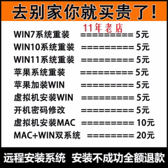 远程安装重装系统win7/10/11双系统电脑维修mac苹果笔记本虚拟机8