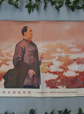 宣传画织锦画丝绸精致刺绣画 丝织画人间正道是沧桑画像图