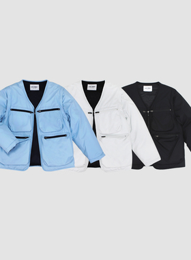 LAST HEIRS G+硬壳金标P棉法式极简可脱卸袖多口袋无领马甲棉衣