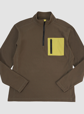 LAST HEIRS“美拉德棕”轻盈速热恒温PG抓绒高领半拉长袖卫衣