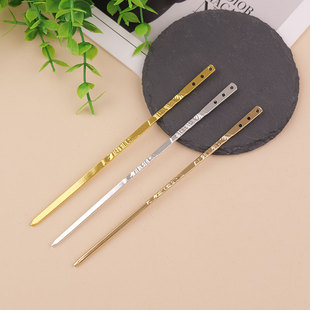 电泳保色150mm单面压花合金三孔发簪diy手工发簪材料汉服古风