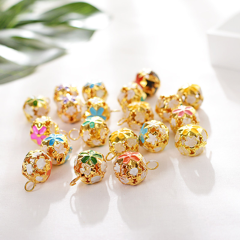 DIY饰品配件/手工串珠/14MM铃铛花球 景泰蓝(混色)