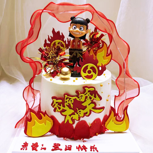 哪咤魔童降世公仔蛋糕装饰摆件