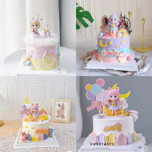 女孩生日蛋糕装饰星河美少女摆件