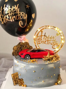 生日蛋糕摆件红色法拉利小汽车