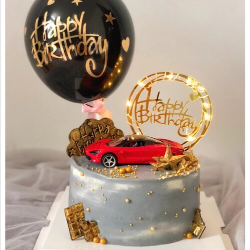 生日蛋糕摆件红色法拉利小汽车