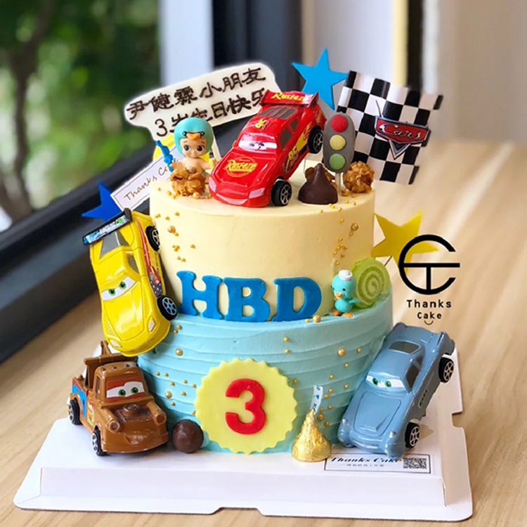 儿童小男孩周岁主题车子生日蛋糕