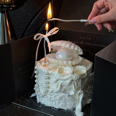 2.14情人节高级感女神女友小仙女生日蛋糕装饰美人鱼珍珠贝壳摆件