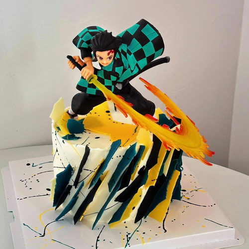 鬼灭之刃蛋糕装饰男生男孩动漫灶门炭治郎炎柱祢豆子水柱摆件插件