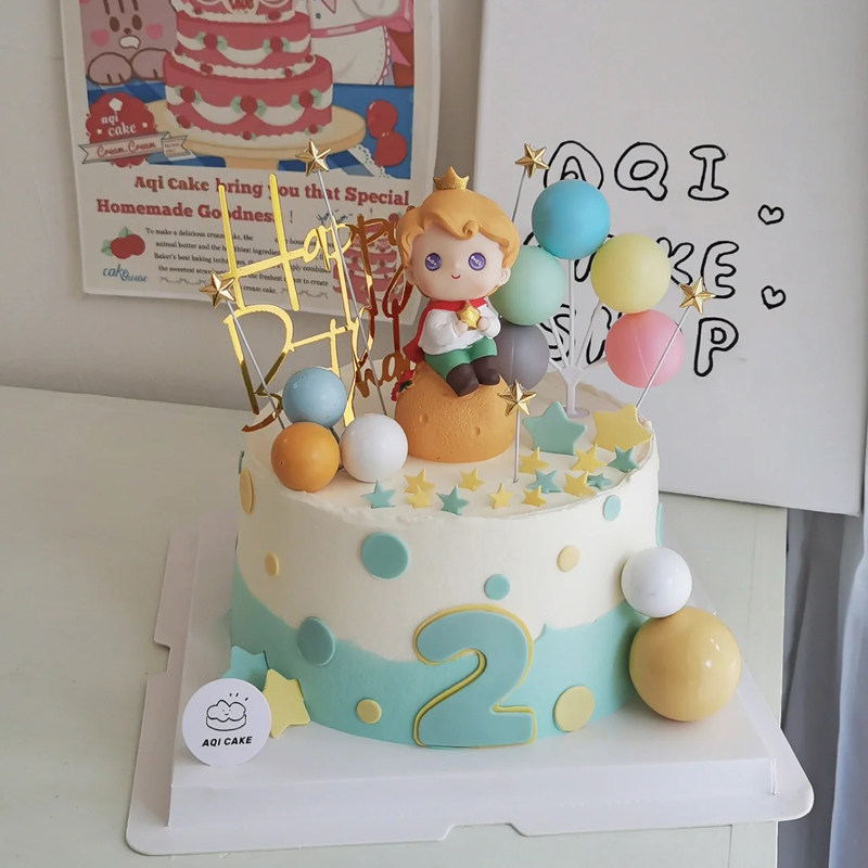 男孩生日蛋糕装饰摆件星愿王子