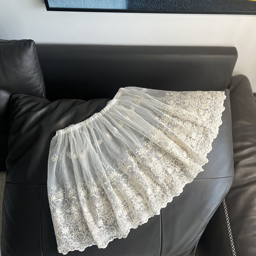 A字日韩甜美刺绣花朵叠穿屁帘