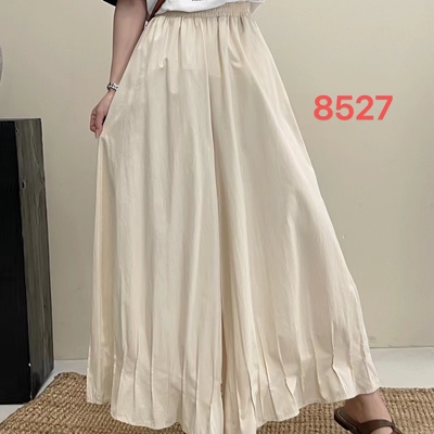 文艺复古高腰裤口捏褶九分阔腿裤