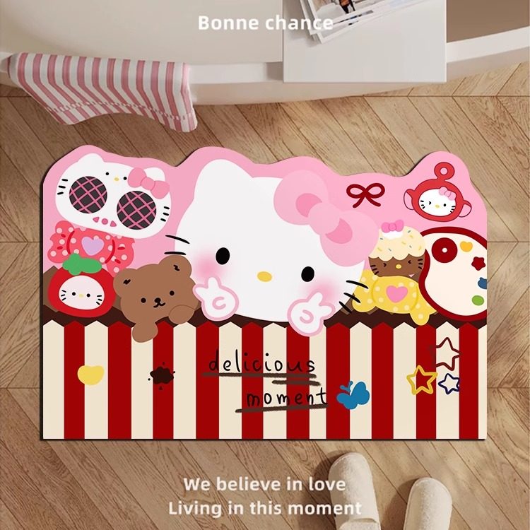 卡通Kitty软硅藻泥浴室地垫卫生间洗手台速干防滑垫厕所门口脚垫,居家布艺,家用脚垫,淘宝优惠券,粉丝福利购,淘宝优惠卷