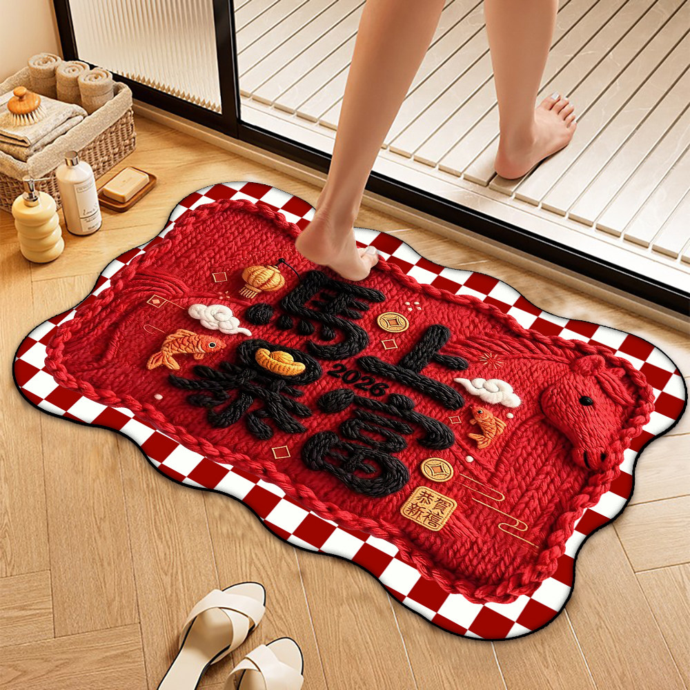 硅藻泥地垫2026年可爱小马浴室垫新款卡通卫生间门口防滑吸水脚垫