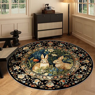 美式轻奢复古圆形地毯北欧床边地毯客厅卧室书房家用吊篮瑜伽地垫