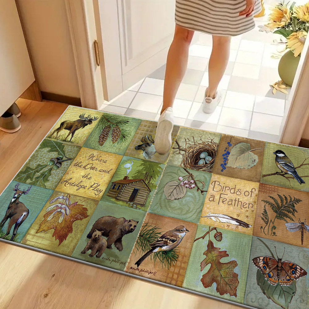 复古北欧动物脚垫家用大门垫易打理高端地垫2025入户点垫防滑吸水,居家布艺,入户地垫,淘宝优惠券,粉丝福利购,淘宝优惠卷