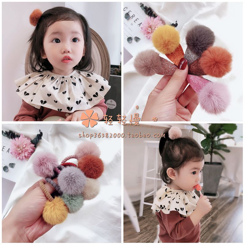 轻轻慢儿童发圈水貂毛球