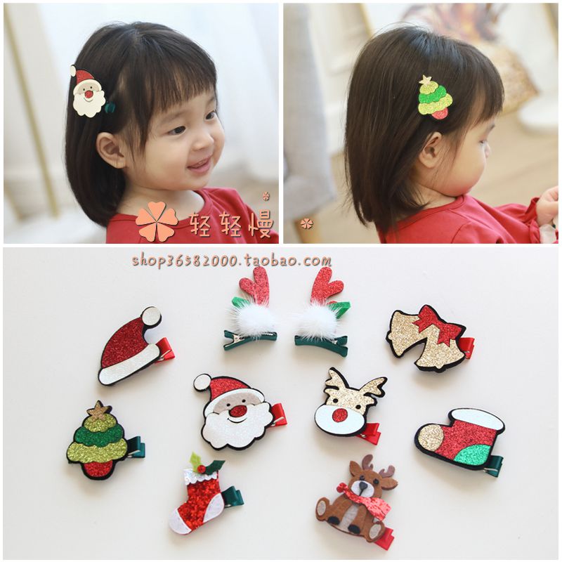 儿童圣诞节毛球宝宝发饰夹子发圈