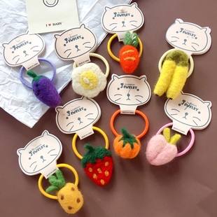 秋冬羊毛毡蔬菜水果儿童发饰发圈扎头发绳皮筋头饰头花饰品发饰