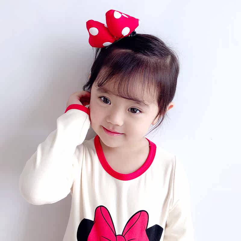 出游大波点米妮蝴蝶结头花饰品韩版发饰亲子百搭儿童发绳成人发圈
