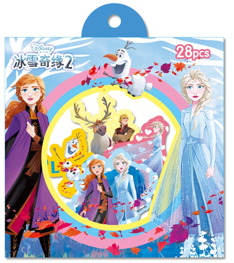 儿童28张小贴纸闪亮卡通主题流行不掉色不干胶装饰品冰雪公主配饰