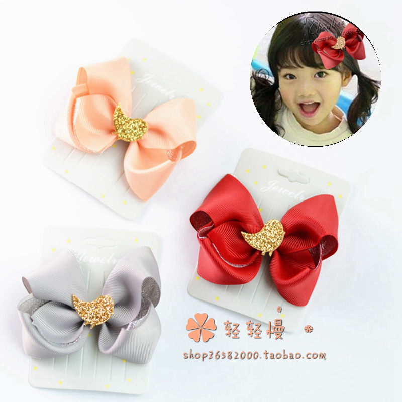 双层布料儿童大蝴蝶结顶夹