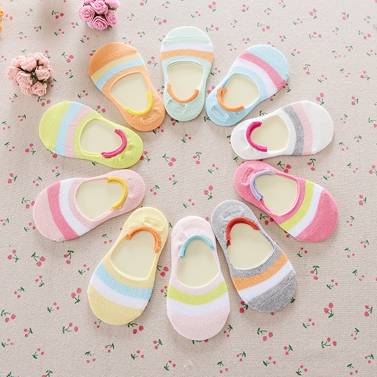 地板袜立体糖果色条纹款地板袜