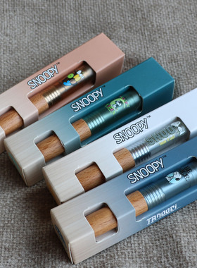 塔诺塞联名史努比snoopy小胖子榉木笔杆黑色0.5中性笔