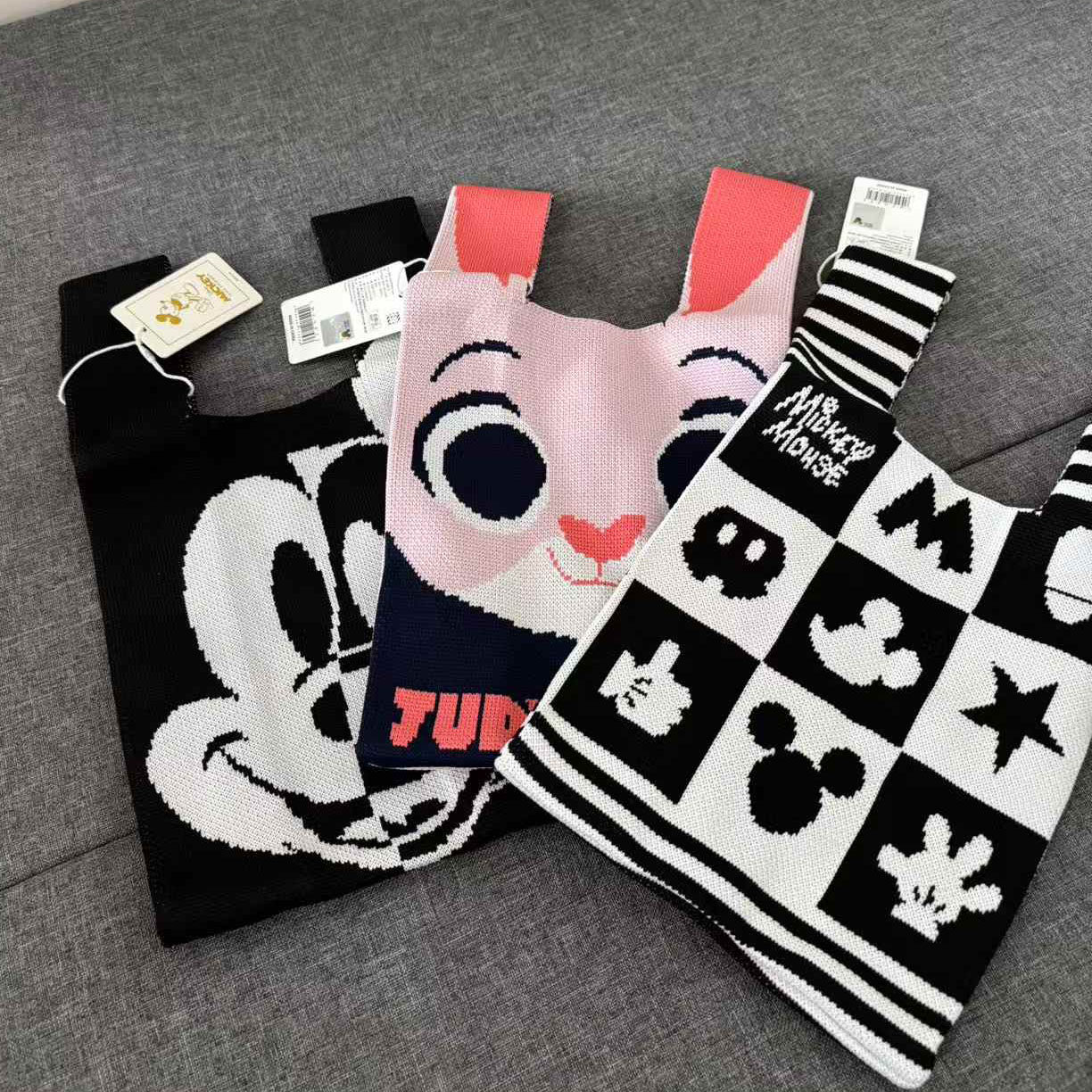 一体成型无线头正版迪士尼米奇维尼朱迪兔针织手拎包背心包,箱包皮具/热销女包/男包,时尚帆布包,淘宝优惠券,粉丝福利购,淘宝优惠卷