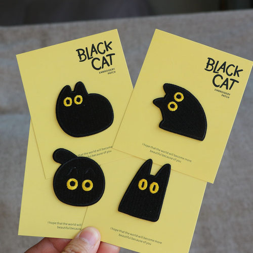 精美刺绣猫咪背胶布艺绣贴