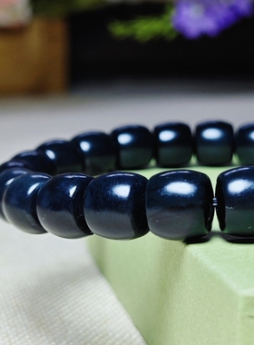 新疆和田玉手串聚墨青花直切珠