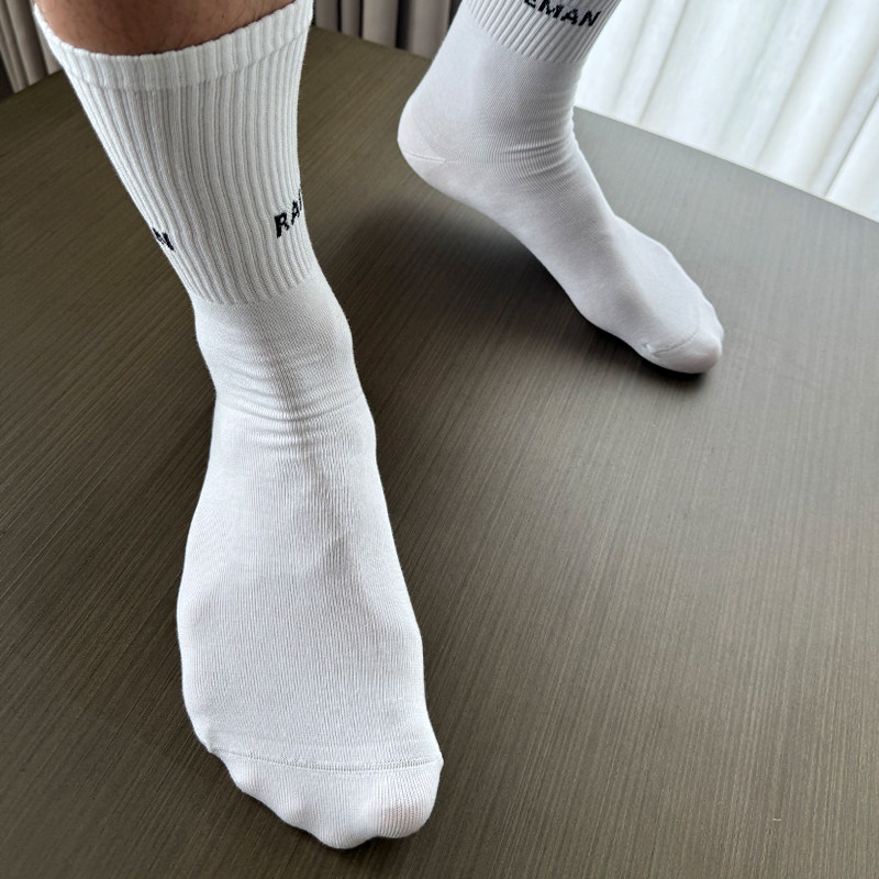 新款raceman男运动袜薄款透气体育训练日常百搭春夏季纯色白黑袜